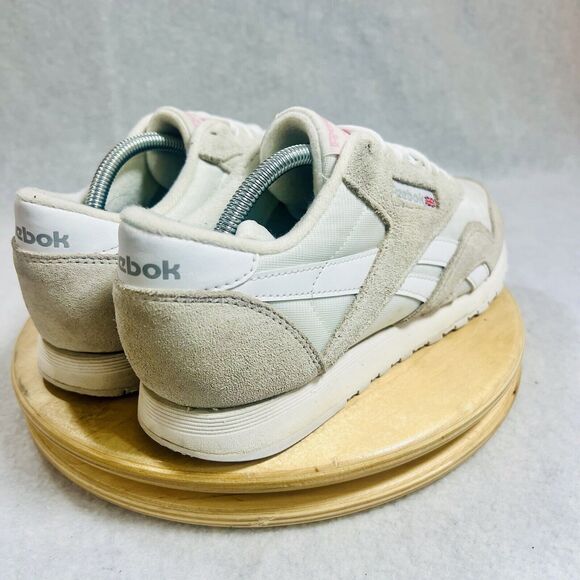 Reebok Classic Nylon Slim Casual Shoes Women’s 8 White Light Grey Retro Trainer - Picture 3 of 7